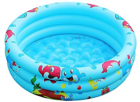 Piscine Gonflable,Piscine Circulaire - Rond à Trois Couches Hors Sol | Convient aux Tout-Petits et aux, Jouet d'été de Fontaine d'eau, Drainage Rapide, Base à Bulles Gonflable pour