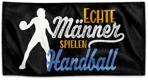 PR Print Royal Handtuch für Sportler mit Spruch - Echte Männer Spielen Handball - Geschenk Sportler, Handball Geschenke, Handballer, Handballspieler | Handtuch Geschenke für Männer, 140 x 70