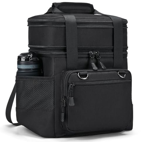 Sac Isotherme Repas sac isotherme repas homme - Sac à double isolation pour hommes,bandoulière réglable et détachable Étanche,facile à nettoyer,durable pour le travail,les pique-niques 15L Noir