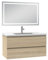 AICA Ensemble Meuble Salle de Bain 100cm Chêne Wotan Simple Vasque et Miroir Lumineux 3 Couleurs et dimmable