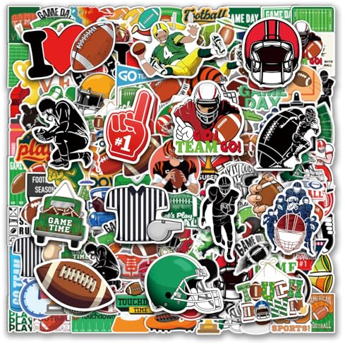XZENTIRA 105 PCS Football Stickers Water Bottle Bulk Vinyl American Stickers for Laptop Skateboard Scrapbook Supplies Football Gifts Party Favors