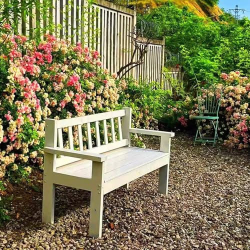 Allwetter-Außenbank For Deck, Garten, Holz-Außenbank, Wetterfest, Massivholz, Lässiger Doppelsitz Mit Rückenlehne, Trägt 220 Pfund, Gartenbank For Veranda, Park, Wintergarten(160cm/63.0 in)