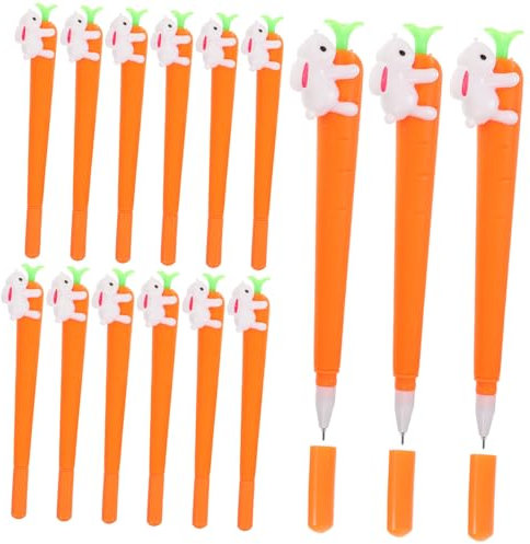GRIRIW Karottenstifte Gel Tintenstifte 0,5mm 15 Stück Karottenhasen Design Kompakt Leicht Schreibstifte Für Schule Büro Geschenk