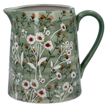 Gisela Graham Green Wild Daisy Stoneware Jug, Large