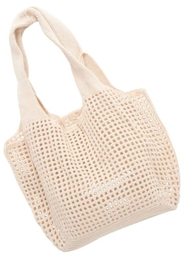 BESTYASH Gewebte Strandtasche Damen Große Hohlstrandtasche aus Cotton Leichte und Praktische Umhängetasche für Urlaub und Vielseitige Tragetasche