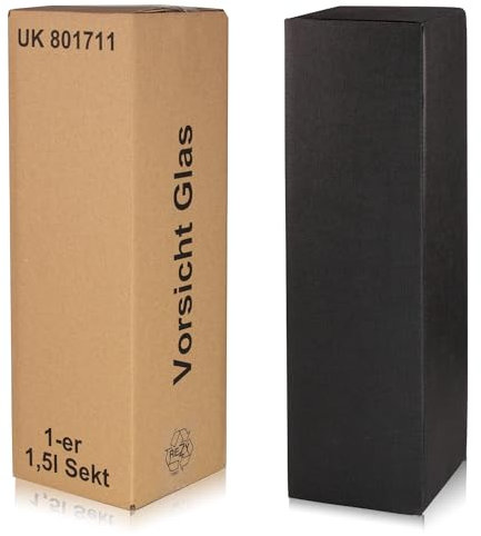 3x Magnum Flaschen Versandkarton inkl. Geschenkkarton Schwarz mit Leinenstruktur (DHL/PTZ zertifiziert)