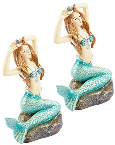 FRCOLOR 2stücke Aquarium-dekoration Aus Kunstharz Simuliertes Meerjungfrau-ornament Gefälschte Meerjungfrau-landschaftsornament Für Fischbecken Und Tischdekoration