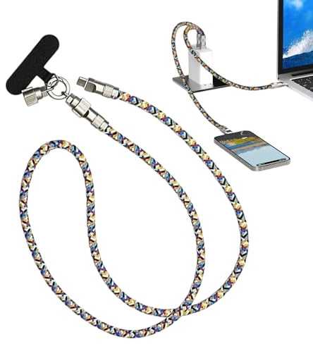 2-in-1-Ladekabel mit Handykordel - Diebstahlsicherung | multifunktionales Ladegerät für Smartphone Tablet Kopfhörer Uhr für Laptop, Aufladen d