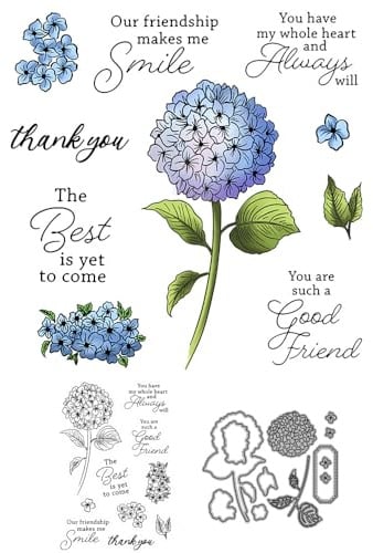 JIHFOHHA Hortensie Blumen Stempel und Stanzschablonen für Karten Herstellung, Stanzen Stempel und Briefmarken Set für DIY Scrapbooking Fotoalbum Dekorativ