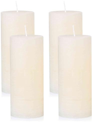 NKlaus Adventskerzen Creme, rustikale Stumpenkerzen Ø6x14cm, 4 Stück | lange Brenndauer; Wachs; für Adventskranz und Tischdekoration