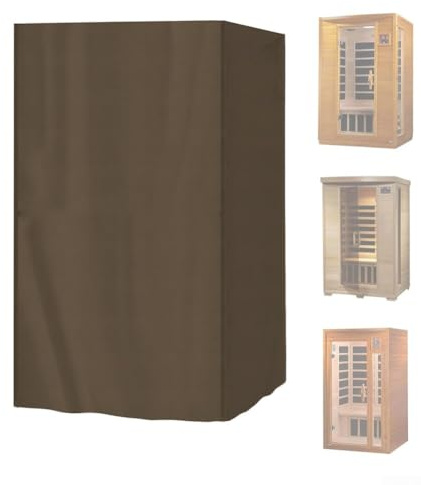 Outdoor-Sauna-Abdeckung, strapazierfähig, wasserdicht für 1–2 Personen, Allwetterschutz mit UV-Beständigkeit und winddichter Schnalle, kompatibel mit Holzsaunen im Freien, 84 x 84 x 178 cm (braun)