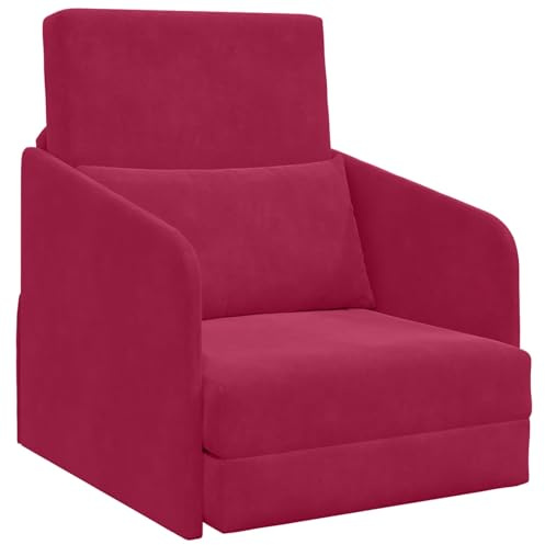 KPOUTRFG Velvet Schlafcouch Boden Sofa Bett mit manuell verstellbarem Schlafsofa für modernes Wohnen in Weinrot 65 x 80 x 83 cm Samt als umwandelbares Sofa Bett
