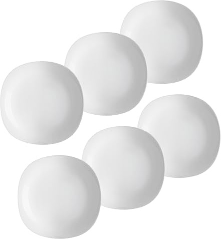 Annastore Opalglas Speiseteller 6er Set Weiß eckig - Ø 28 cm