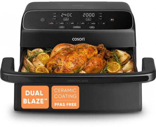 Cosori Air Fryer 8.6L, Ceramic Coating, Flexible for Every Meal | Single & Dual Zone with Removable Divider, Top & Bottom Heating, No Flipping Even Cooking, TwinFry Compact