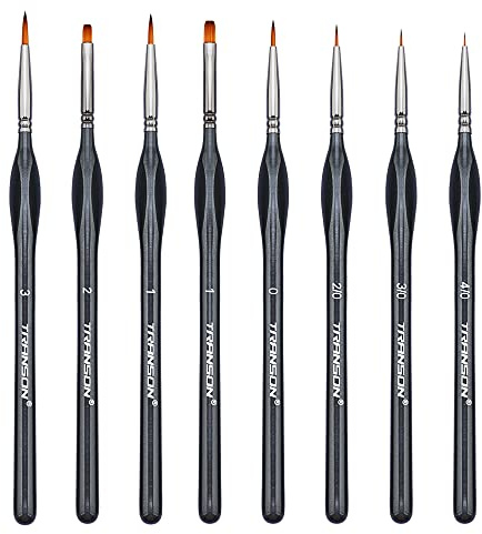Transon Fine Detail Art Paint Brush Set 8pcs with Triangular Handle for Miniatures Model Craft Face Painting Suitable for Acrylic Gouache Watercolor Oil