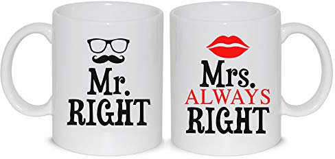 thedifferent Tassen Mr. Right Mrs. Always Right – 2 Tassen Tee / Milch – Geschenkidee