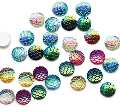 Kunstharz-Perlen, 50 Stück, Drachen-Optik, Strasssteine, rund, für Schmuck, Scrapbooking, Handarbeit, Accessoire, Kleidung, Basteln, DIY mit flacher Rückseite, merhfarbig, Free Size