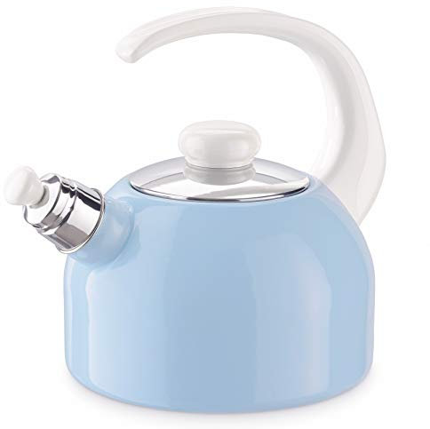 Riess, 0543-116, Flötenkessel Plus 2L, CLASSIC- PASTELL BLAU, Inhalt 2 Liter, Durchmesser 18 cm, Emaille, Induktion