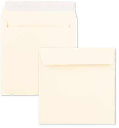 50 x Kuverts in Creme - quadratische Brief-Umschläge - 15,5 x 15,5 cm - Haftklebung - matte Oberfläche - formstabile Post-Umschläge