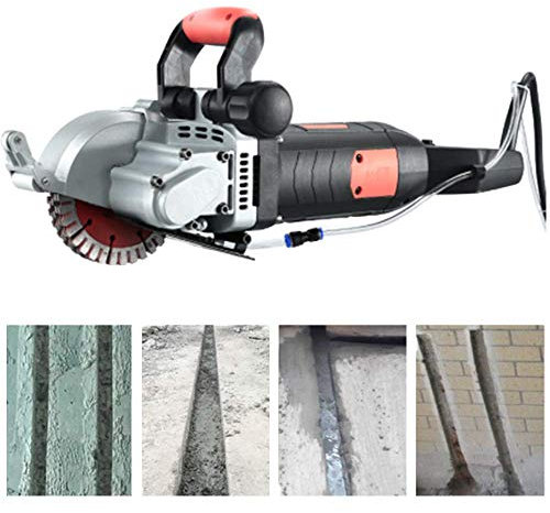 Huanyu 5500W Electric Wall Chaser Advanced 133mm Wall Groove Cutting Machine with Rotable Handle & Automatic Cover Max 40mm Notcher Groover for Brick Granite Marble Tile 5 pcs Blades