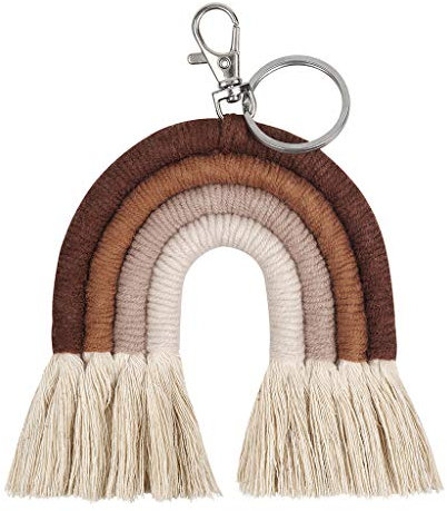 Youlin Weaving Gland Makramee Schlüsselanhänger Regenbogen-Himmel-Frauen Boho Eigenhändig Keychain Beutel-Charme hängend Schmuck Geschenke