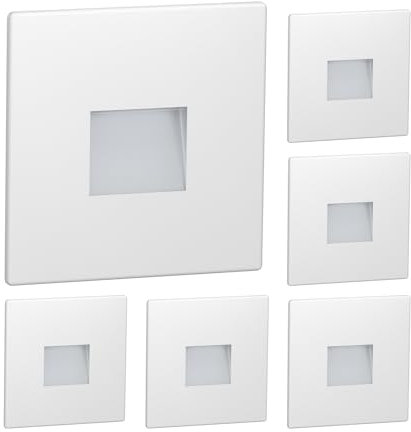 ledscom.de 6 Stück LED Treppenlicht/Wandeinbauleuchte FOW für innen und außen, Downlight, eckig, 85 x 85mm, warmweiß
