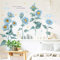 WandSticker4U®- Wandtattoo Blumen blau SONNENBLUMEN (96x76 cm) I Vintage Wandsticker Blumen groß Pflanzen Blätter Frühling I Wanddeko Wohnzimmer Schlafzimmer Kinderzimmer Badezimmer Küche Flur XXL