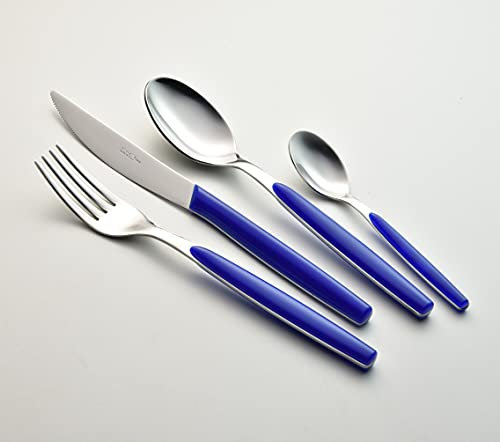 EME POSATERIE Dream Blu 35 - Set di Posate da Tavola in Acciaio Inox 18/0, Nichel Free, per 6 Persone, 24 Pezzi