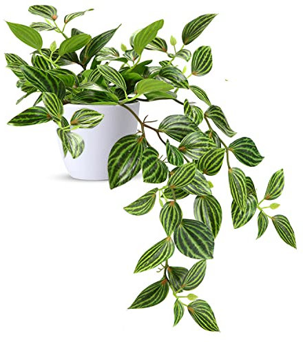 SOGUYI Pianta Finta Cadente 38cm Piante Finte da Interno Esterno con Vaso Plastica Pianta Artificiale per Decorazioni Balconi Casa Ufficio Scrivania Cucina Moderna Design(1 Pezzi)