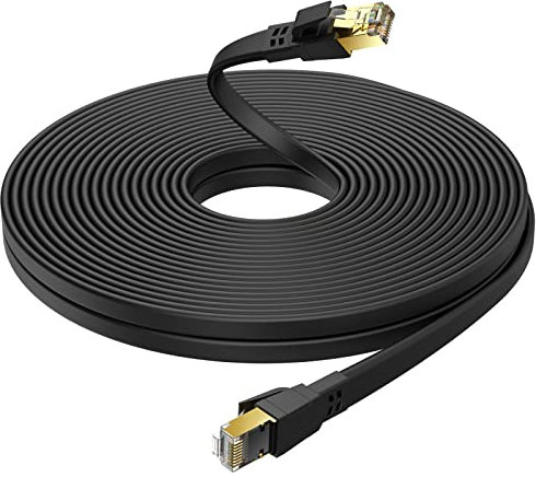 Ercielook Cat8 Netzwerkkabel 15m, Hochgeschwindigkeits-Cat8-LAN-Netzwerkkabel für den Außen- und Innenbereich, 40 Gbit/s, 2000 MHz mit vergoldetem RJ45-Stecker, UV-beständig Router, Schwarz