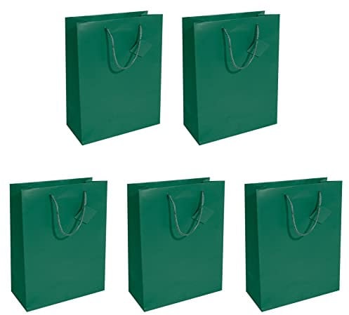 SIGEL GT500/5 große Papier-Geschenktüten - opalgrün matt - 33 x 26 cm - 5er Set