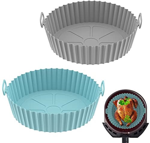 2 Piezas Molde Silicona Freidora de Aire Sin Aceite, 20CM, Accesorios Air fryer Accessories Bandeja para COSORI, Ninja