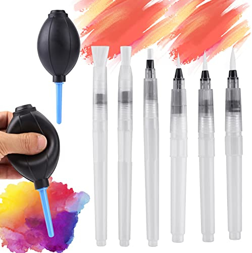 OTCRAFT 8 Pcs Alcohol Ink Blending Tool Set Including 6 Pcs Water Color Brush Pen 2Pcs Ink Air Blower for DIY Paint Tools Water Color Brush Pen Card Making Embossing Painting Rendering