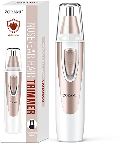 Ear and Nose Hair Trimmer Clipper - 2026 Professional Painless Eyebrow & Facial Hair Trimmer for Men Women, Battery-Operated Trimmer with IPX7 Waterproof, Dual Edge Blades for Easy Cleansing Pink