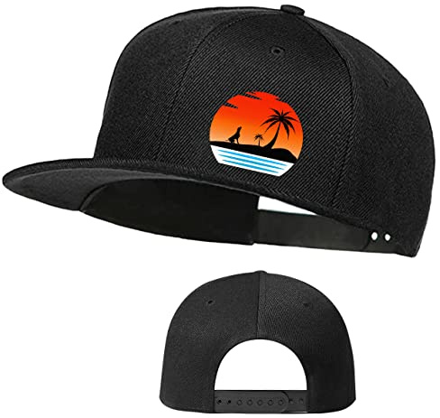 The Palm Tree Hat Snapback Hats for Men Flat Bill Brim Hats for Boys Trucker Dad Hat Fitted Hats Setting Sun Dog Baseball Caps Outdoor Hiking Trips Sports Adult, Tree Dog