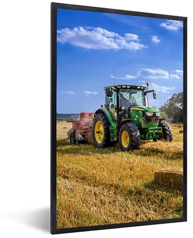 MuchoWow Poster Bilder Wanddeko Deko Wohnzimmer 20x30 cm Traktor - Bauernhof - Heu - Feld - Sonne - Landleben