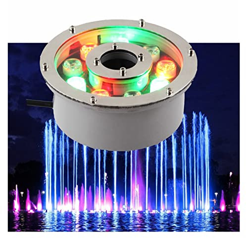 LGJEGD Unterwasser-LED-Leuchten IP68 wasserdicht, 6-24 W, bunter Farbwechsel-Landschaftsscheinwerfer, geeignet for Unterwasser-Brunnen-Pool (Color : 12v, Size : 6w)