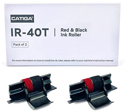 CATIGA IR-40T Ink Roller Cartridge for Printing Calculators and Adding Machines, Black/Red Pack of 2, Used with Casio HR-100TM HR-150TM HR-170RC, Sharp EL-1750V EL-1801V, CP30A CP90A