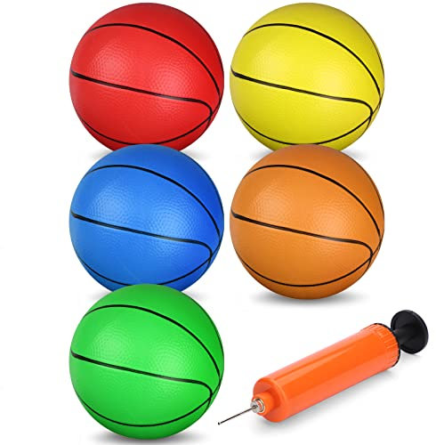 Mechaniker 16CM Mini Basketball für Indoor Mini Basketball Reifen, Ersatz Ball Soft Ball für aufblasbaren Pool Reifen, Spiel Spiel Geschenk im Freien für Kleinkind Kinder Erwachsene, Regenbogen 5 PCS