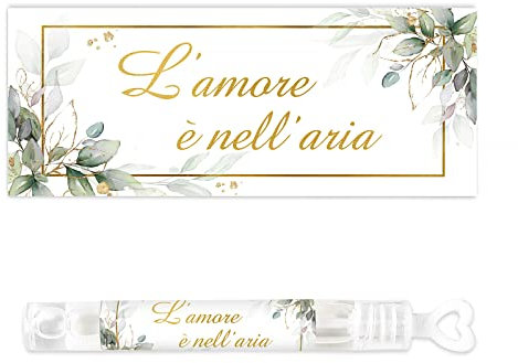 50 pcs Hochzeitsaufkleber -L'amore è nell'aria- Aufkleber für Seifenblasen Hochzeit Gastgeschenk usw.