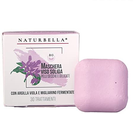 Gisa Wellness - Maschera Viso Solida - Per Pelle Secca - Con Argilla Viola e Migliarino Fermentato - 100% BIO - 100% Naturale e Artigianale – Plastic Free - Made in Italy