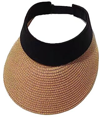 Visiere Casquette Anti UV Femmes Casquette Visière de Soleil Chapeaux de Paille d'Été Kaki