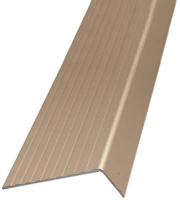 Treppenkantenprofil Treppenprofil Stufenkantenschutz für Fliesen, Innen- und Außenbereich, Aluminium-Treppenkantenkante, Goldfarbene Schwellerbänderung für Holz- und Vinylböden, rutschfeste L-förmige