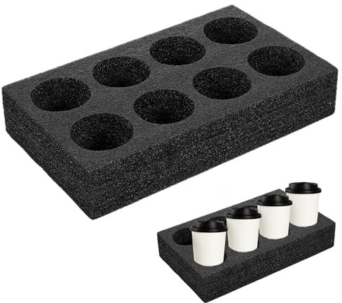 Wensmy Foam Cup Glass Holder 8 Hole Foam Drink Holders Takeout Cup Holders Drink Carrier Tray Foam Drink Carrier Holder Trays for Party Takeout Campervan Camping