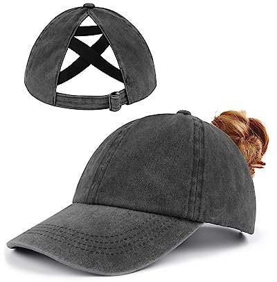 Zylioo XL-XXL Pferdeschwanz Basecap Großen Kopf,Washed Ponytail Kappe Größe 60-64,Criss Cross UV-Schutz Golf Cap