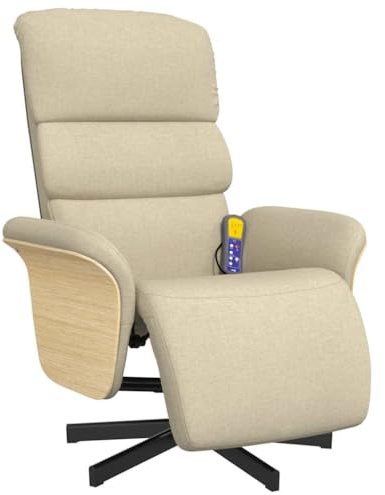 vidaXL Massagesessel mit Fußteil Creme Stoff
