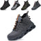 PJZHJI Arbeitsschuhe Herren Damen Sicherheitsschuhe Leicht Stahlkappenschuhe Sportlich Atmungsaktiv Arbeitsschutzschuhe Schutzschuhe mit Stahlkappen 787 Drak Gray 36