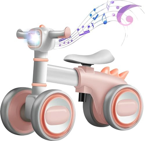 G TALECO GEAR Laufrad ab 1 Jahr Mädchen, No Pedal Toddler Laufrad, Adjustable Seat & Headlights Music, 10-36 Months Kids Toy Geschenk 1 Jahr Mädchen,Rosa