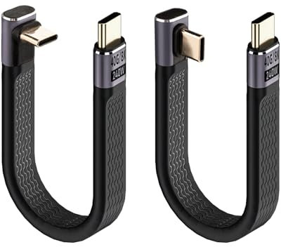 Leehitech Short USB C Cable 90 Degree (5 inch), 240W Short USB to USB C Cable Right Angle, 40Gbps Data Transfer Support 8K@60Hz for iPhone 15 &MacBook & iPad Pro & Samsung