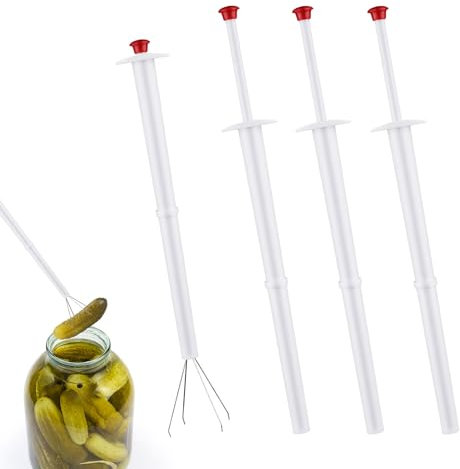 4 Stück Pickle Pincher Tool für Glas, Gurkenpflücker Saure Gurken Greifer Claw aus Edelstahl Olivenpfeffergreifer für Küchenlebensmittel Gurkenglas